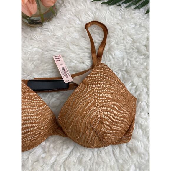 NWT VICTORIA SECRET VERY SEXY UPLIFT PLUNGE LACE BRA SZ 32C BROWN UNDERWIRED $49 - Picture 3 of 8